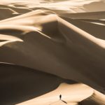 person walking in the desert
